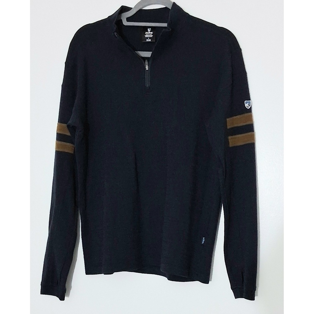 Kuhl Sweater Men's Size Large 1/4 Zip  Kuhl Team 100% Merino Wool Knit Navy Blue